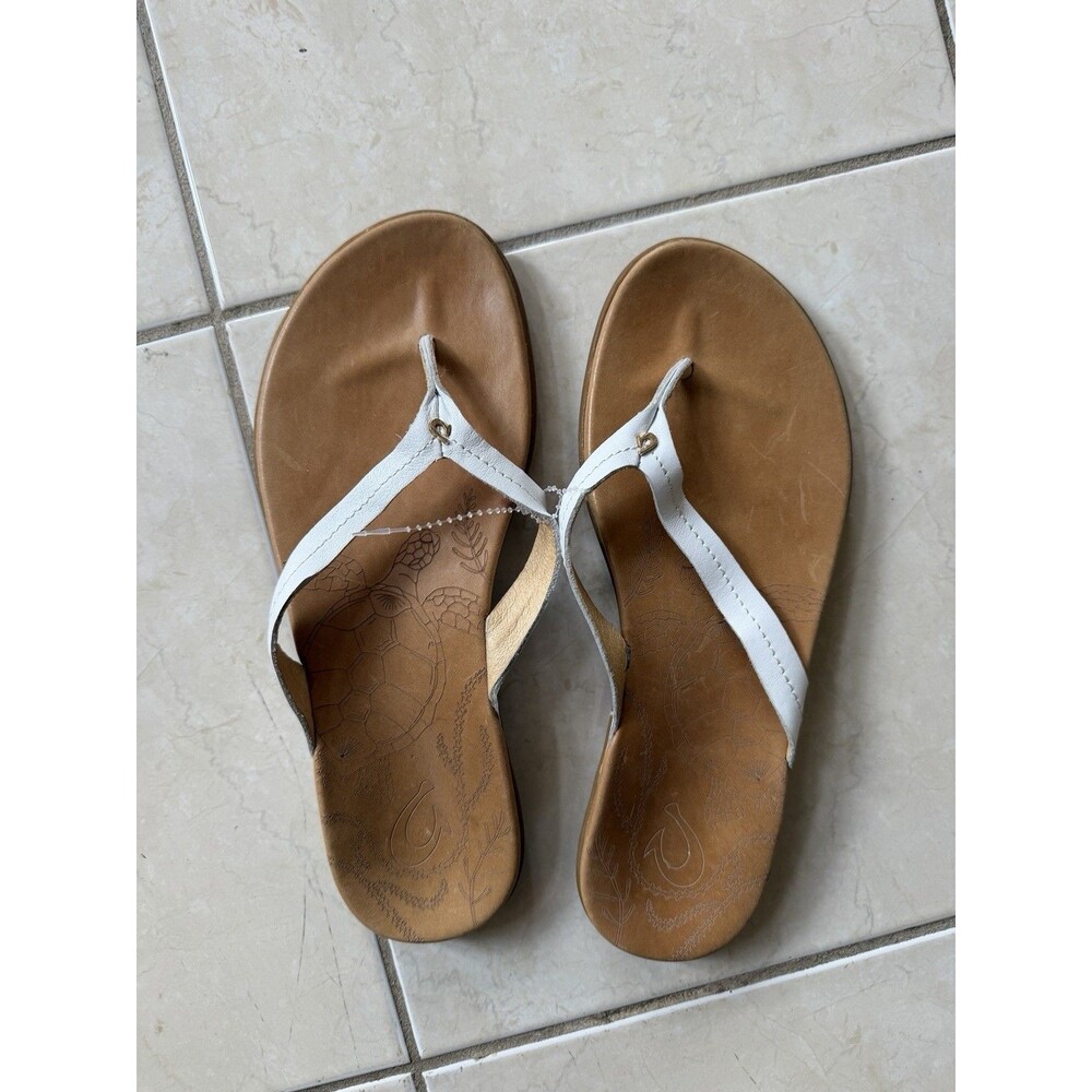 Women's OLUKAI Honu Leather Upper  Thong Sandals Flip Flops Size 9 - Picture 2 of 16